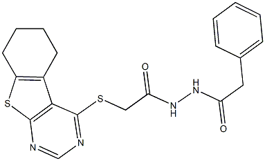 N'-(phenylacetyl)-2-(5,6,7,8-tetrahydro[1]benzothieno[2,3-d]pyrimidin-4-ylsulfanyl)acetohydrazide 구조식 이미지