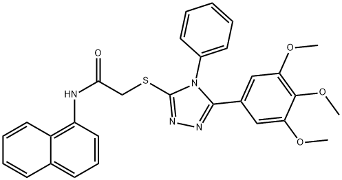 N-(1-naphthyl)-2-{[4-phenyl-5-(3,4,5-trimethoxyphenyl)-4H-1,2,4-triazol-3-yl]sulfanyl}acetamide 구조식 이미지