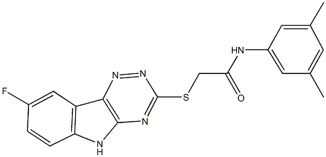 N-(3,5-dimethylphenyl)-2-[(8-fluoro-5H-[1,2,4]triazino[5,6-b]indol-3-yl)sulfanyl]acetamide 구조식 이미지