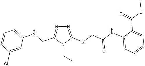 methyl 2-{[({5-[(3-chloroanilino)methyl]-4-ethyl-4H-1,2,4-triazol-3-yl}sulfanyl)acetyl]amino}benzoate Structure