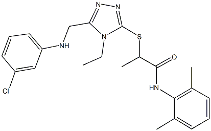 2-[(5-{[(3-chlorophenyl)amino]methyl}-4-ethyl-4H-1,2,4-triazol-3-yl)sulfanyl]-N-(2,6-dimethylphenyl)propanamide 구조식 이미지