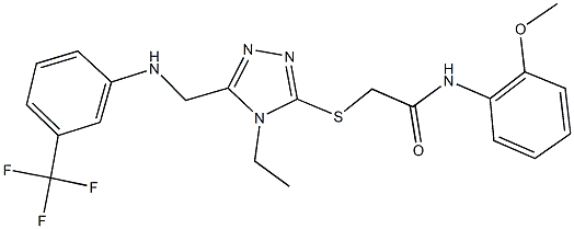 2-[(4-ethyl-5-{[3-(trifluoromethyl)anilino]methyl}-4H-1,2,4-triazol-3-yl)sulfanyl]-N-(2-methoxyphenyl)acetamide 구조식 이미지