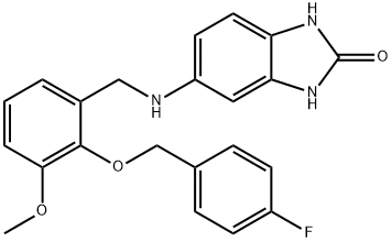5-({2-[(4-fluorobenzyl)oxy]-3-methoxybenzyl}amino)-1,3-dihydro-2H-benzimidazol-2-one 구조식 이미지
