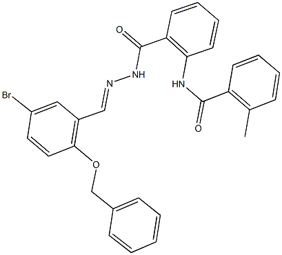 N-[2-({2-[2-(benzyloxy)-5-bromobenzylidene]hydrazino}carbonyl)phenyl]-2-methylbenzamide 구조식 이미지