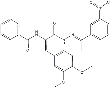 N-(2-(3,4-dimethoxyphenyl)-1-{[2-(1-{3-nitrophenyl}ethylidene)hydrazino]carbonyl}vinyl)benzamide 구조식 이미지