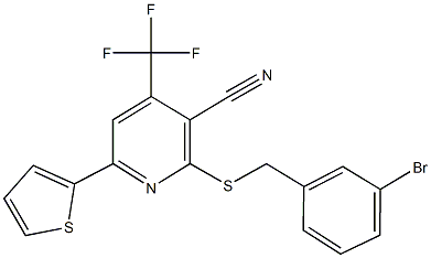 2-[(3-bromobenzyl)sulfanyl]-6-thien-2-yl-4-(trifluoromethyl)nicotinonitrile Structure