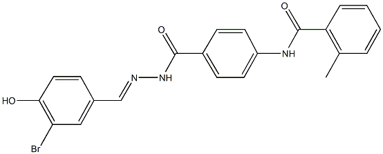 N-(4-{[2-(3-bromo-4-hydroxybenzylidene)hydrazino]carbonyl}phenyl)-2-methylbenzamide 구조식 이미지