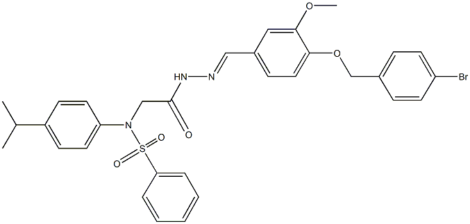 N-[2-(2-{4-[(4-bromobenzyl)oxy]-3-methoxybenzylidene}hydrazino)-2-oxoethyl]-N-(4-isopropylphenyl)benzenesulfonamide 구조식 이미지