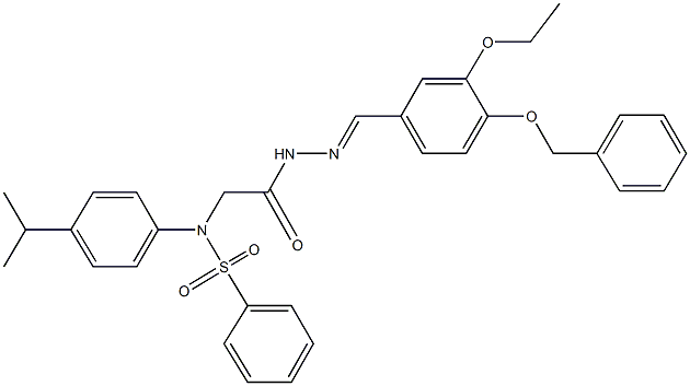 N-(2-{2-[4-(benzyloxy)-3-ethoxybenzylidene]hydrazino}-2-oxoethyl)-N-(4-isopropylphenyl)benzenesulfonamide 구조식 이미지