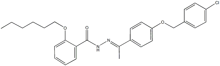 N'-(1-{4-[(4-chlorobenzyl)oxy]phenyl}ethylidene)-2-(hexyloxy)benzohydrazide Structure