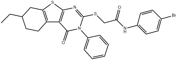 N-(4-bromophenyl)-2-[(7-ethyl-4-oxo-3-phenyl-3,4,5,6,7,8-hexahydro[1]benzothieno[2,3-d]pyrimidin-2-yl)sulfanyl]acetamide Structure