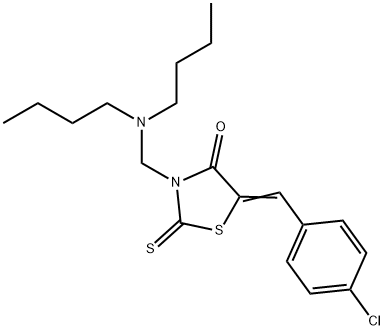 5-(4-chlorobenzylidene)-3-[(dibutylamino)methyl]-2-thioxo-1,3-thiazolidin-4-one Structure