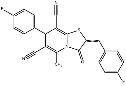 5-amino-2-(4-fluorobenzylidene)-7-(4-fluorophenyl)-3-oxo-2,3-dihydro-7H-[1,3]thiazolo[3,2-a]pyridine-6,8-dicarbonitrile Structure