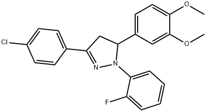 3-(4-chlorophenyl)-5-(3,4-dimethoxyphenyl)-1-(2-fluorophenyl)-4,5-dihydro-1H-pyrazole Structure