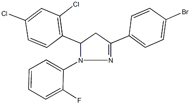 3-(4-bromophenyl)-5-(2,4-dichlorophenyl)-1-(2-fluorophenyl)-4,5-dihydro-1H-pyrazole 구조식 이미지