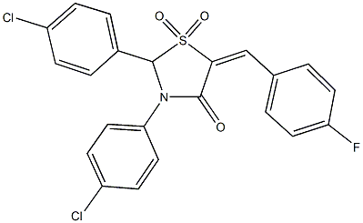 2,3-bis(4-chlorophenyl)-5-(4-fluorobenzylidene)-1,3-thiazolidin-4-one 1,1-dioxide Structure