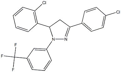 5-(2-chlorophenyl)-3-(4-chlorophenyl)-1-[3-(trifluoromethyl)phenyl]-4,5-dihydro-1H-pyrazole 구조식 이미지