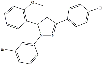 1-(3-bromophenyl)-3-(4-chlorophenyl)-5-(2-methoxyphenyl)-4,5-dihydro-1H-pyrazole 구조식 이미지