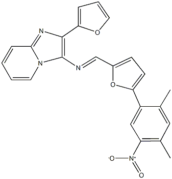 2-(2-furyl)-3-{[(5-{5-nitro-2,4-dimethylphenyl}-2-furyl)methylene]amino}imidazo[1,2-a]pyridine 구조식 이미지