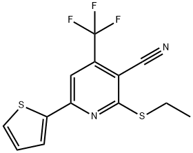 2-(ethylsulfanyl)-6-thien-2-yl-4-(trifluoromethyl)nicotinonitrile Structure