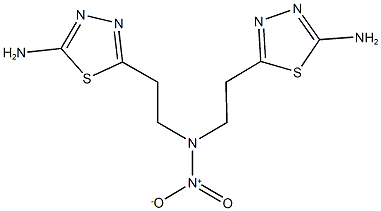 2-amino-5-(2-{1-[2-(5-amino-1,3,4-thiadiazol-2-yl)ethyl]-2-hydroxy-2-oxidohydrazino}ethyl)-1,3,4-thiadiazole 구조식 이미지