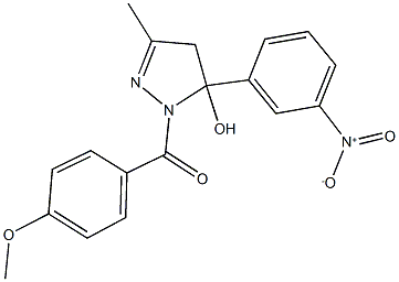 5-{3-nitrophenyl}-1-(4-methoxybenzoyl)-3-methyl-4,5-dihydro-1H-pyrazol-5-ol 구조식 이미지