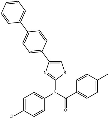 N-(4-[1,1'-biphenyl]-4-yl-1,3-thiazol-2-yl)-N-(4-chlorophenyl)-4-methylbenzamide 구조식 이미지