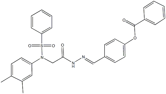 4-(2-{[3,4-dimethyl(phenylsulfonyl)anilino]acetyl}carbohydrazonoyl)phenyl benzoate Structure