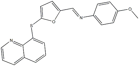 N-(4-methoxyphenyl)-N-{[5-(8-quinolinylsulfanyl)-2-furyl]methylene}amine 구조식 이미지