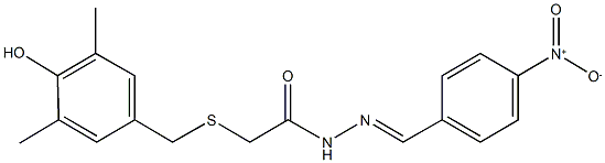 2-[(4-hydroxy-3,5-dimethylbenzyl)sulfanyl]-N'-{4-nitrobenzylidene}acetohydrazide Structure