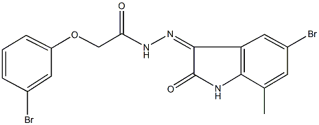 N'-(5-bromo-7-methyl-2-oxo-1,2-dihydro-3H-indol-3-ylidene)-2-(3-bromophenoxy)acetohydrazide 구조식 이미지