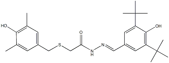 N'-(3,5-ditert-butyl-4-hydroxybenzylidene)-2-[(4-hydroxy-3,5-dimethylbenzyl)sulfanyl]acetohydrazide Structure