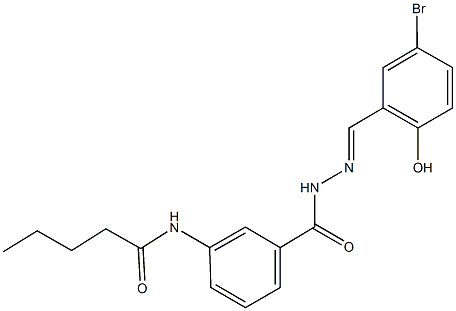 N-(3-{[2-(5-bromo-2-hydroxybenzylidene)hydrazino]carbonyl}phenyl)pentanamide 구조식 이미지