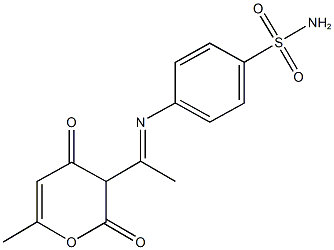 4-{[1-(6-methyl-2,4-dioxo-3,4-dihydro-2H-pyran-3-yl)ethylidene]amino}benzenesulfonamide 구조식 이미지