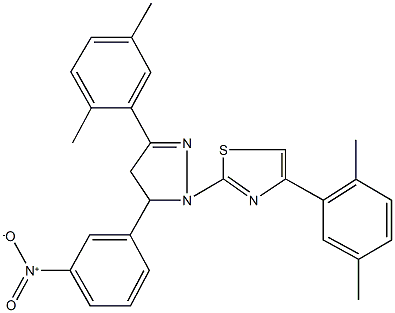 4-(2,5-dimethylphenyl)-2-(3-(2,5-dimethylphenyl)-5-{3-nitrophenyl}-4,5-dihydro-1H-pyrazol-1-yl)-1,3-thiazole Structure