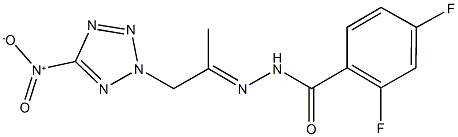 2,4-difluoro-N'-(2-{5-nitro-2H-tetraazol-2-yl}-1-methylethylidene)benzohydrazide 구조식 이미지