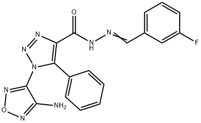 1-(4-amino-1,2,5-oxadiazol-3-yl)-N'-(3-fluorobenzylidene)-5-phenyl-1H-1,2,3-triazole-4-carbohydrazide 구조식 이미지