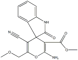 methyl 2-amino-5-cyano-1',3'-dihydro-6-(methoxymethyl)-2'-oxospiro[4H-pyran-4,3'-(2'H)-indole]-3-carboxylate 구조식 이미지