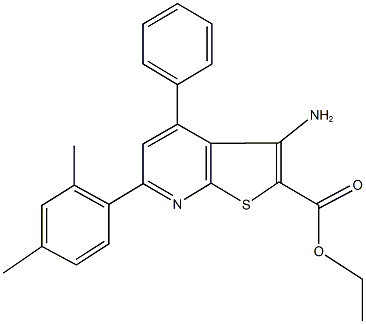 ethyl 3-amino-6-(2,4-dimethylphenyl)-4-phenylthieno[2,3-b]pyridine-2-carboxylate 구조식 이미지