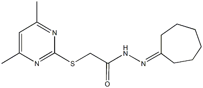 N'-cycloheptylidene-2-[(4,6-dimethyl-2-pyrimidinyl)sulfanyl]acetohydrazide Structure