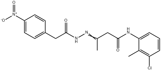 N-(3-chloro-2-methylphenyl)-3-[({4-nitrophenyl}acetyl)hydrazono]butanamide 구조식 이미지