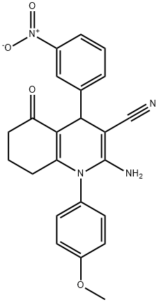 2-amino-4-{3-nitrophenyl}-1-(4-methoxyphenyl)-5-oxo-1,4,5,6,7,8-hexahydroquinoline-3-carbonitrile Structure