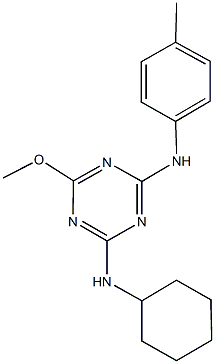 N-cyclohexyl-N-[4-methoxy-6-(4-toluidino)-1,3,5-triazin-2-yl]amine 구조식 이미지