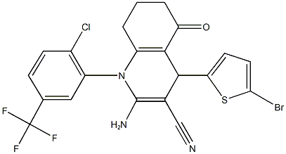 2-amino-4-(5-bromo-2-thienyl)-1-[2-chloro-5-(trifluoromethyl)phenyl]-5-oxo-1,4,5,6,7,8-hexahydro-3-quinolinecarbonitrile Structure