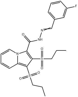 N'-(3-fluorobenzylidene)-1,2-bis(propylsulfonyl)-3-indolizinecarbohydrazide 구조식 이미지