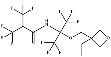 N-[1-[(3-ethyl-3-oxetanyl)methoxy]-2,2,2-trifluoro-1-(trifluoromethyl)ethyl]-3,3,3-trifluoro-2-(trifluoromethyl)propanamide 구조식 이미지