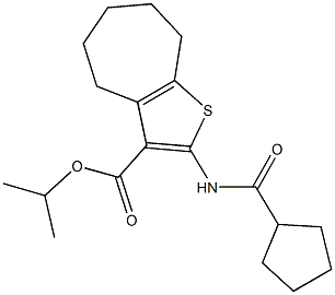 isopropyl 2-[(cyclopentylcarbonyl)amino]-5,6,7,8-tetrahydro-4H-cyclohepta[b]thiophene-3-carboxylate 구조식 이미지