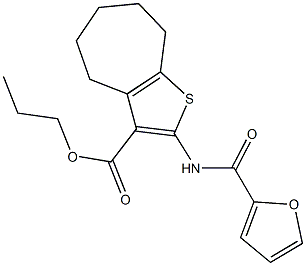 propyl 2-(2-furoylamino)-5,6,7,8-tetrahydro-4H-cyclohepta[b]thiophene-3-carboxylate Structure