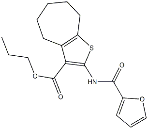 propyl 2-(2-furoylamino)-5,6,7,8-tetrahydro-4H-cyclohepta[b]thiophene-3-carboxylate 구조식 이미지