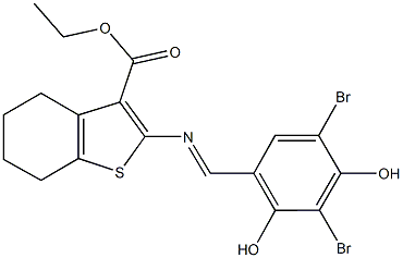 ethyl 2-[(3,5-dibromo-2,4-dihydroxybenzylidene)amino]-4,5,6,7-tetrahydro-1-benzothiophene-3-carboxylate Structure